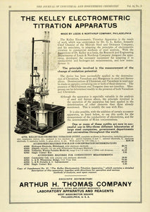 1922 Ad Kelley Electrometric Titration Apparatus Outfit Arthur H. Thomas IEC1