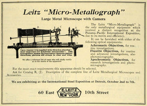 1922 Ad Leitz Micro Metallograph Microscope Camera Scientific Achromatic IEC1 - Period Paper

