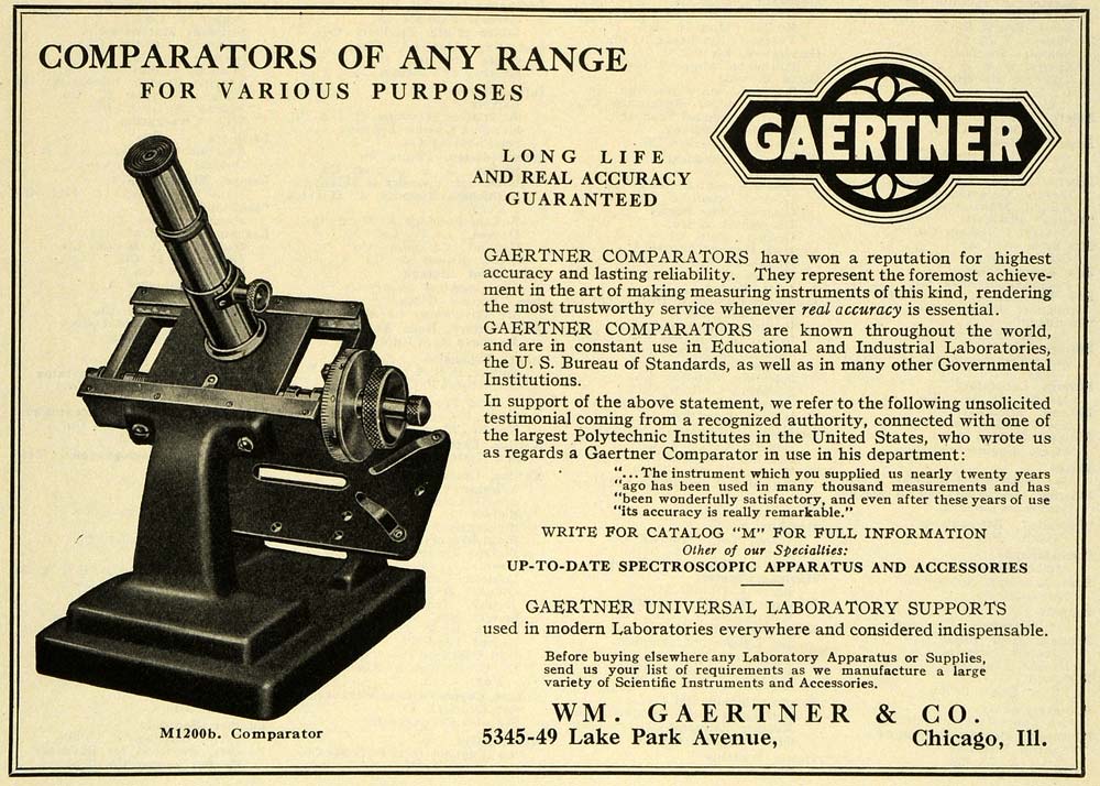 1922 Ad Gaertner Comparator Spectroscopic Scientific Equipment Laboratory IEC1