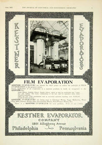 1922 Ad Kestner Film Evaporators 1801 Allegheny Ave Philadelphia PA IEC2