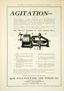 1922 Ad New England Nett-Co Standard U Type Agitator Drive Industrial IEC2
