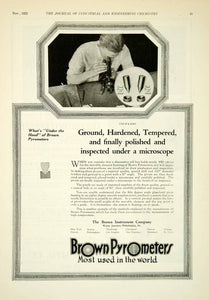 1922 Ad Brown Instrument Pyrometers Science Industrial Equipment IEC2