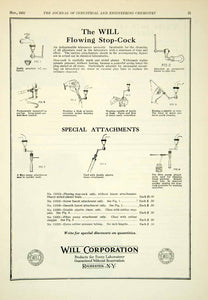 1922 Ad Will Flowing Stopcock Science Laboratory Plumbing Pipe Construction IEC2