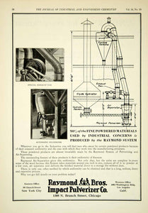1922 Ad Raymond Bros Air Separation Exhaust Fan Pulverizer Industrial IEC2