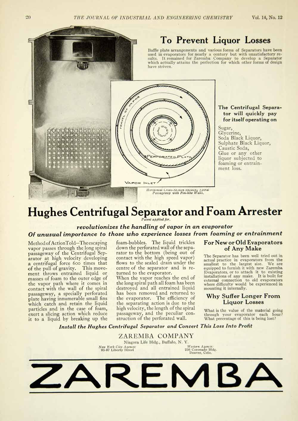 1922 Ad Zaremba Hughes Centrifugal Separator Industrial Distillery Liquor IEC2