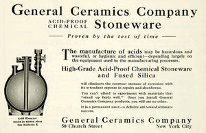 1922 Ad General Ceramics Chemical Stoneware Acid Elevator Chemical Plant IEC2