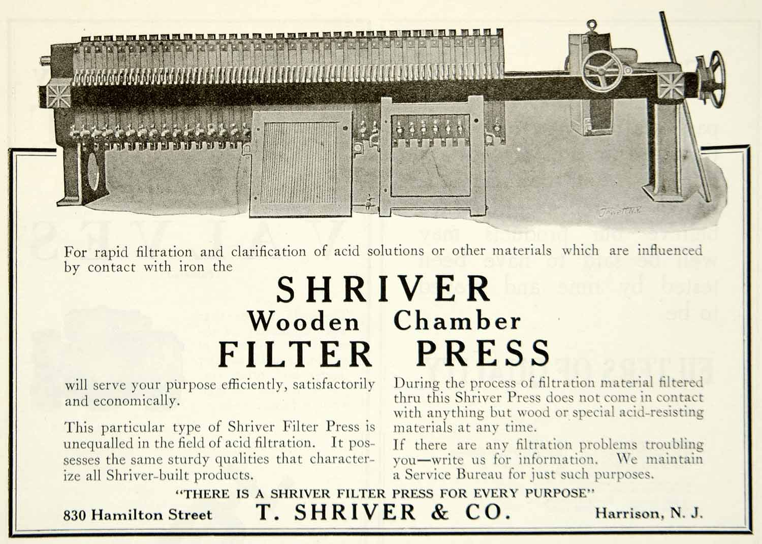 1922 Ad T Shriver Wooden Chamber Filter Press Chemical Plant Industrial IEC2