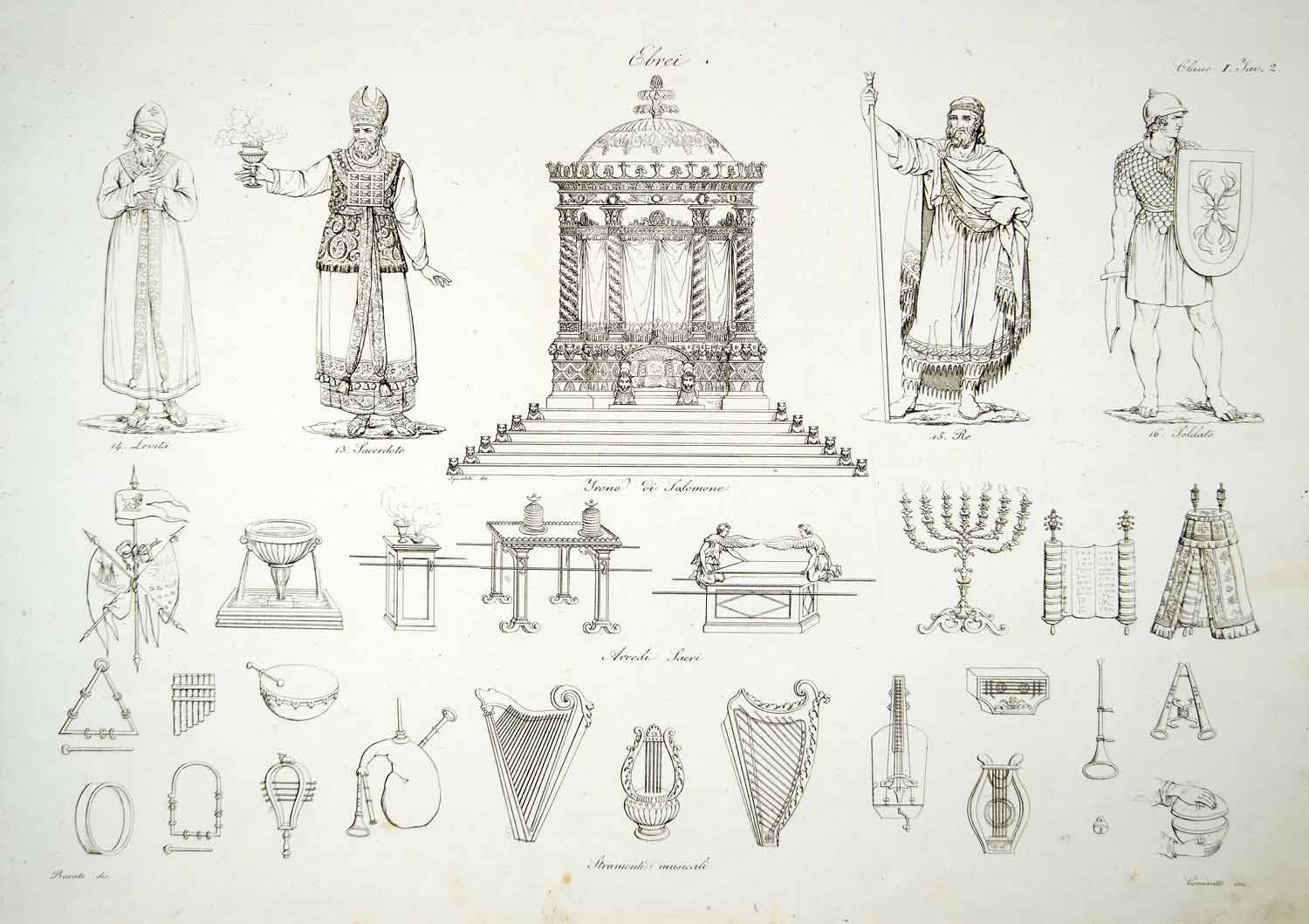 1833 Copper Engraving Busato Art Hebrew Jewish Levite Priest Costume Israel ILC1