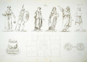 1833 Copper Engraving Sgualdi Art Hebrew Jewish Costume Temple Jerusalem ILC1
