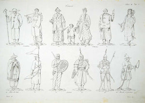 1833 Copper Engraving Busato Art Chinese Costume Fashion Peasant Soldier ILC1