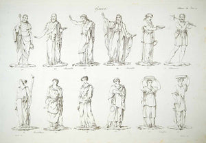 1833 Copper Engraving G Busato Art Ancient Greece Costume Priestess Greek ILC1