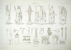 1833 Copper Engraving Busato Art Ancient Greek Goddesses Mythology Religion ILC1