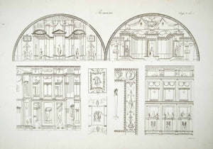 1833 Copper Engraving Art Ancient Roman Architecture Baths Titus Rome Italy ILC1