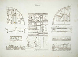 1833 Copper Engraving Art Ancient Roman Architecture Arabesques Baths Titus ILC1
