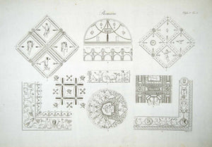 1833 Copper Engraving Ancient Roman Architecture Herculaneum Baths Titus ILC1