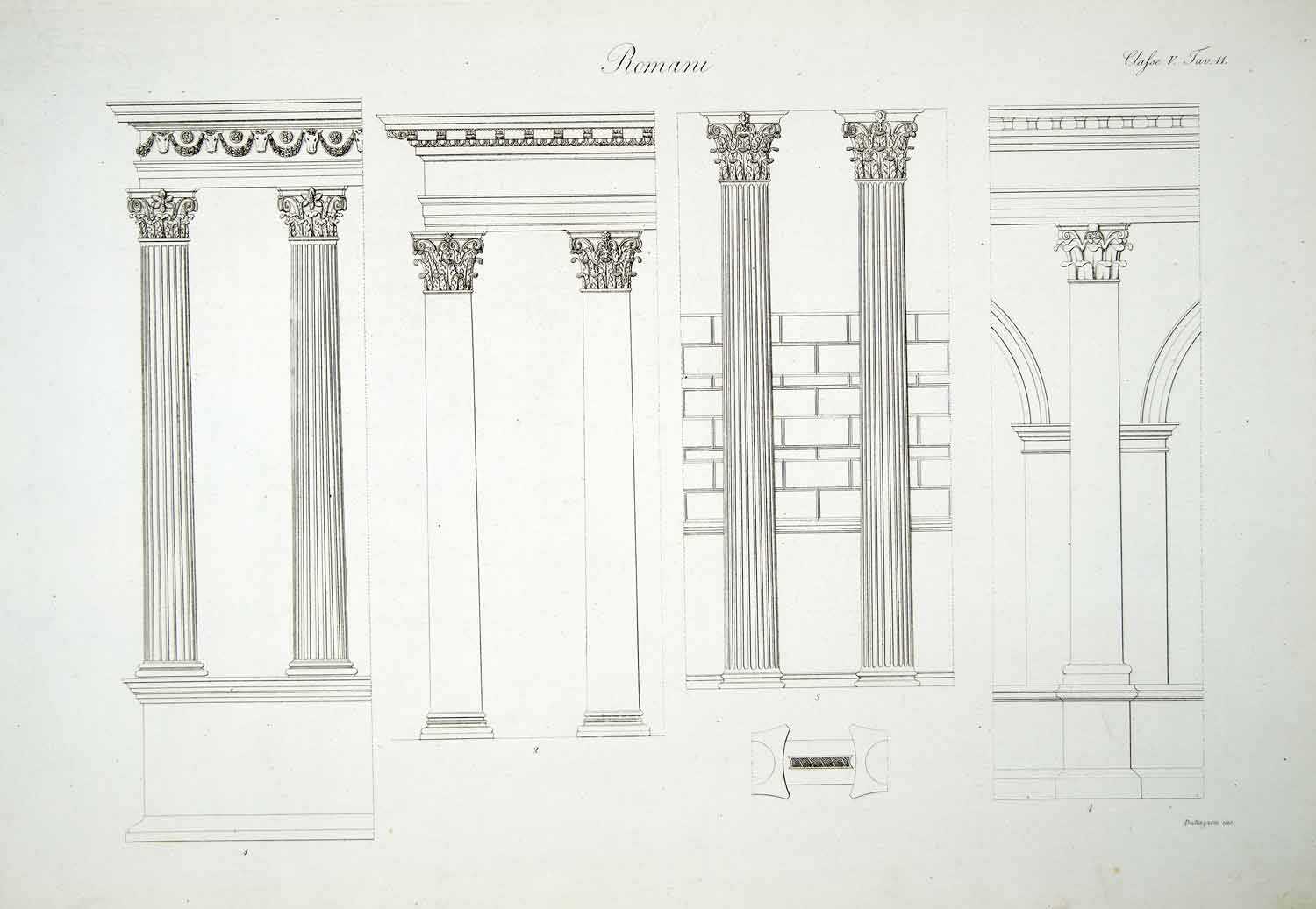 1833 Copper Engraving Art Roman Architecture Temple Vesta Tivoli Corinthian ILC1
