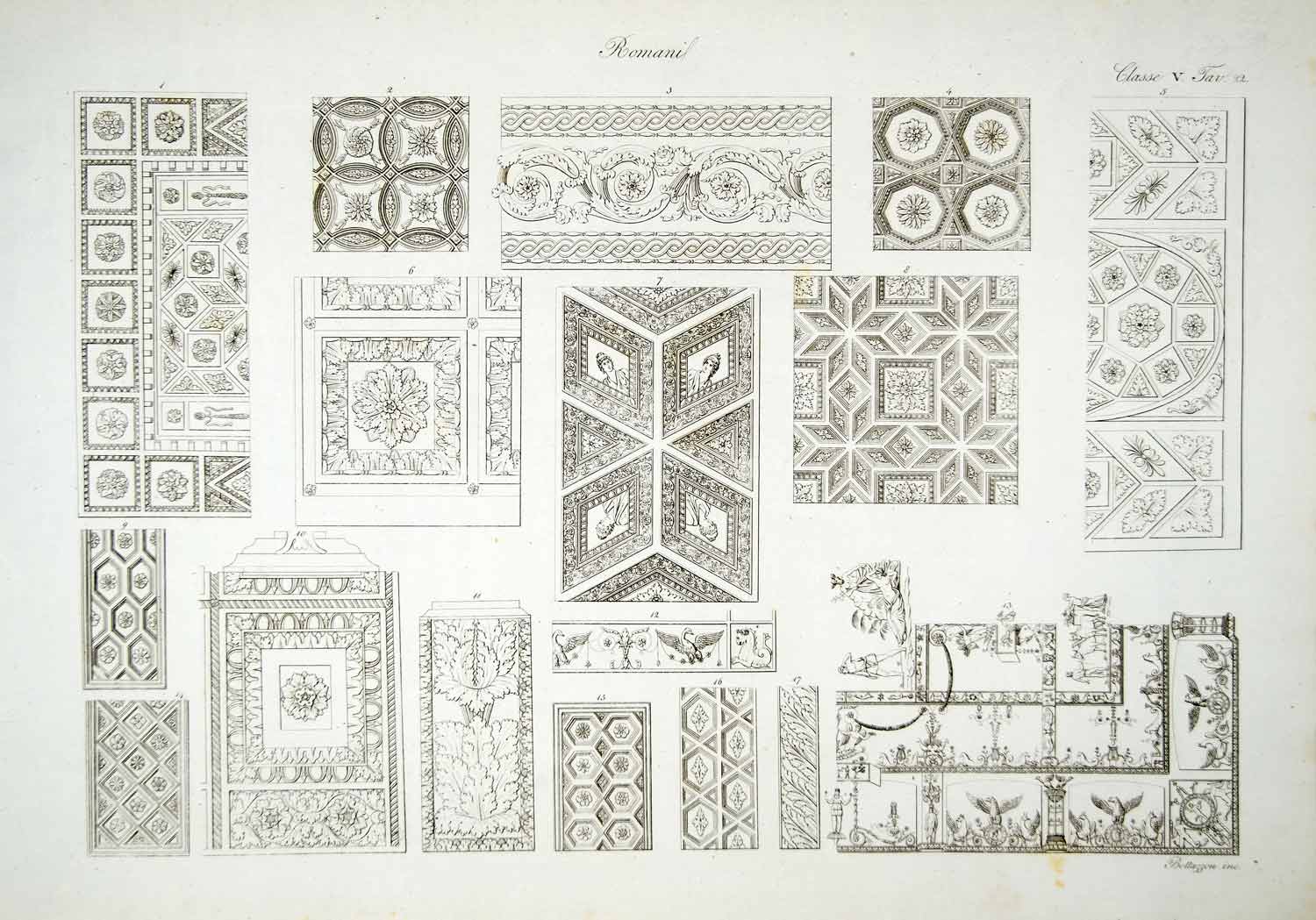 1833 Copper Engraving Ancient Roman Architecture Decor Temple Peace Rome ILC1