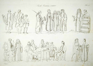 1834 Copper Engraving Costumes Early Christian Women Clothing Dress Robes ILC2