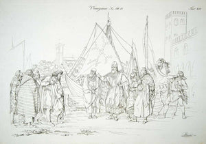 1834 Copper Engraving Doge Venice Costume Dress Advisors Court Ship Guards ILC2