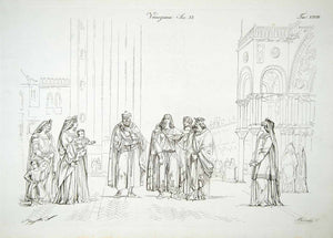 1834 Copper Engraving Dogaressa Doge Venice Costume Dress Venetian Nobles ILC2