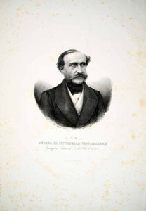 1843 Copper Engraving Art Andrea Cittadella Vigordarzere Portrait Italian ILC3