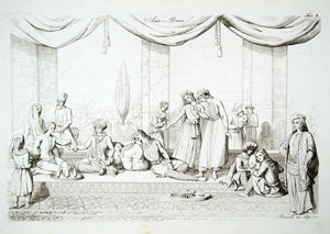 1843 Copper Engraving Giacomo Casa Art Persian Harem Slaves Noble Costume ILC3