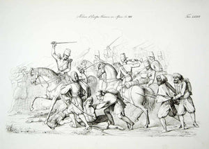 1843 Copper Engraving Giacomo Casa Art French Cavalry Colonial Wars Algeria ILC3