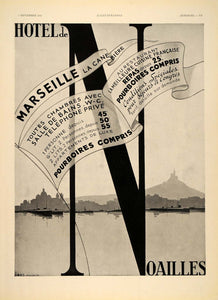 1935 ORIG French Ad Hotel de Noailles Marseille France - ORIGINAL ILL1