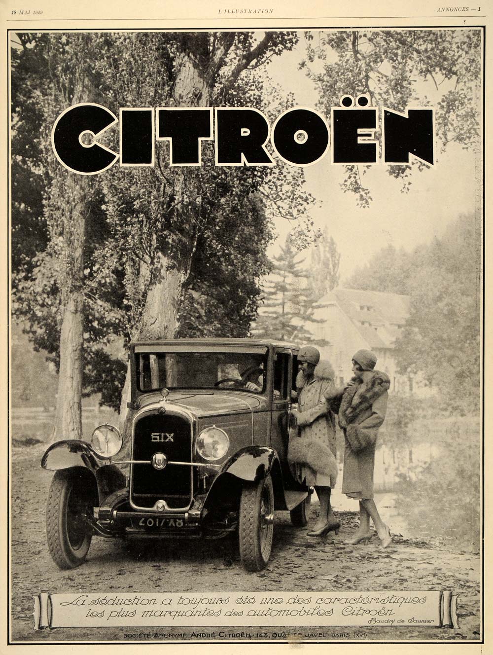 Publicité Presse Originale 1929 - Delage 6 Cylindres, Auto Vintage, Noir Et Blanc