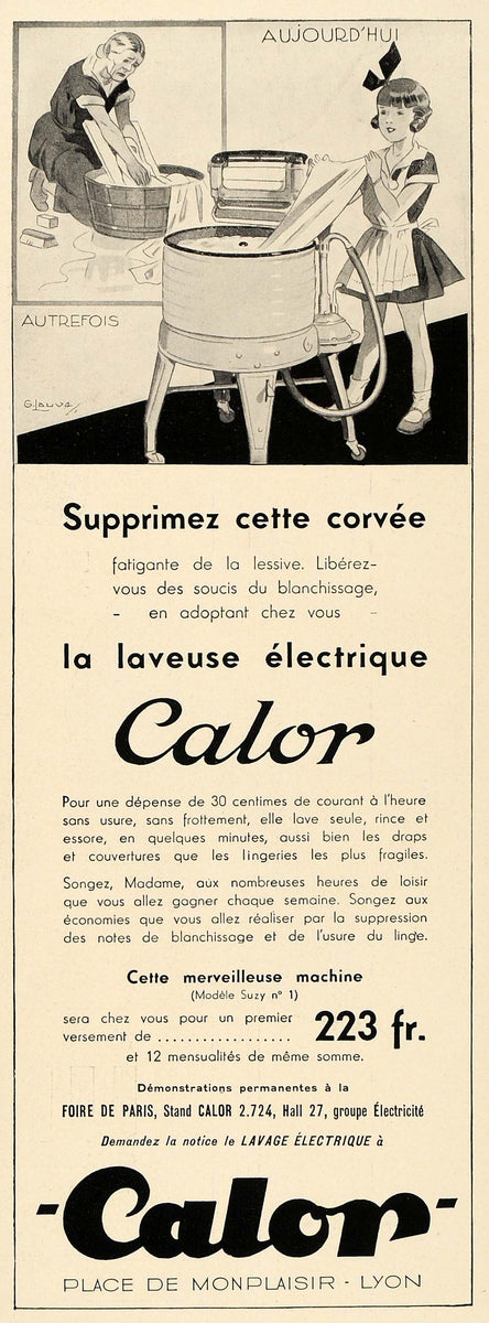 1935 French Ad Vintage Calor Washing Machine G. Lauve - ORIGINAL ILL2 ...