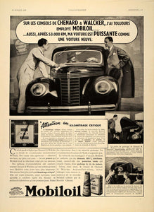 1938 French Ad Gargoyle Mobiloil Oil Chenard Walcker - ORIGINAL ADVERTISING ILL2