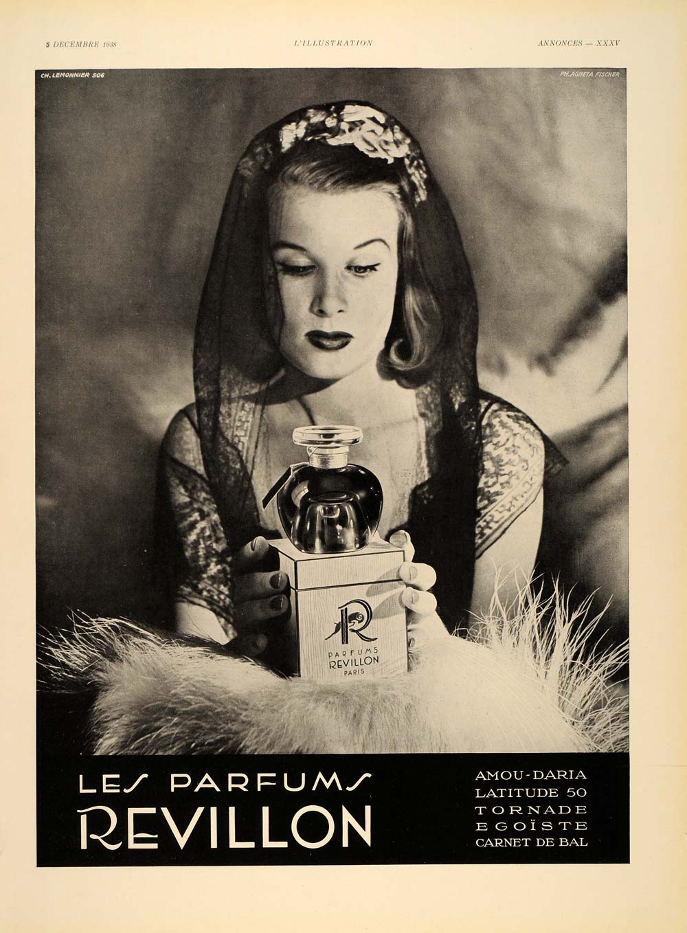 1938 French Vintage Print Ad Revillon Perfumes Parfums - ORIGINAL ILL2