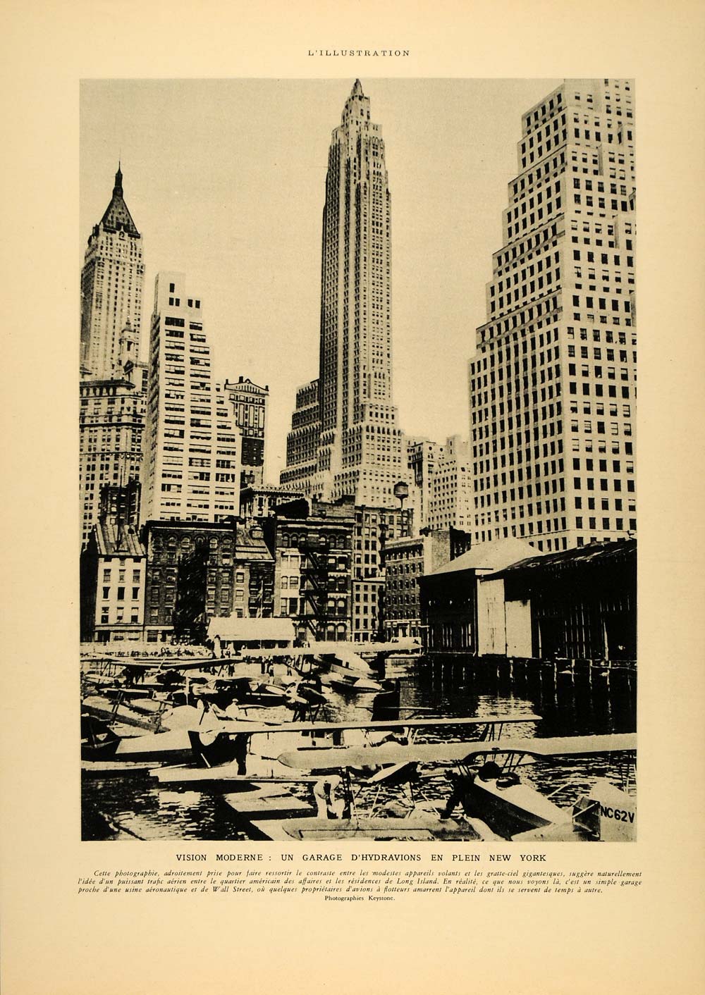 1935 Seaplanes Flying Boats Airplanes New York Print - ORIGINAL HISTORIC ILL2
