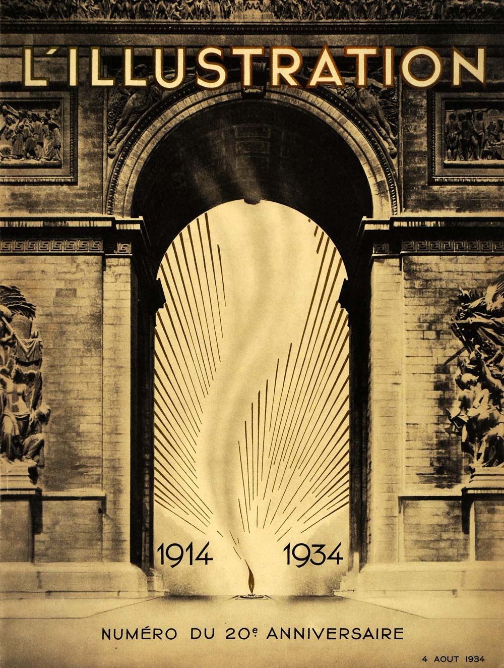 1934 Cover L'Illustration Anniversary Arc de Triomphe - ORIGINAL ILL2