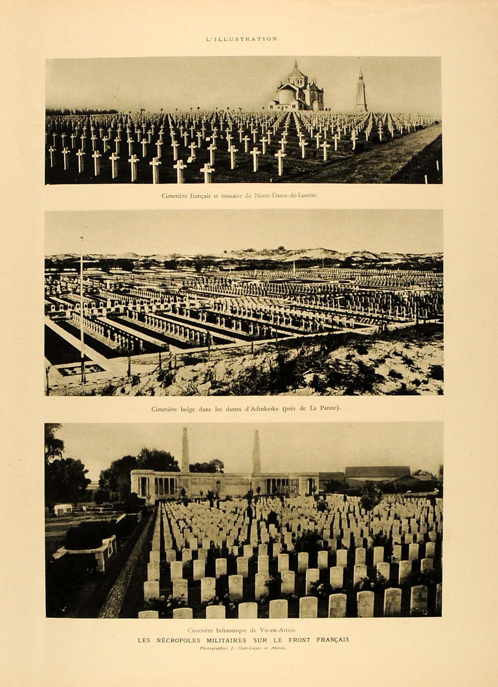 1934 WWI Cemetery French Belgian American France Print ORIGINAL HISTORIC ILL2
