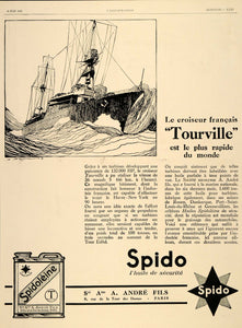 1928 Ad French Spido Oil Ship Haffner Cruiser Tourville - ORIGINAL ILL3
