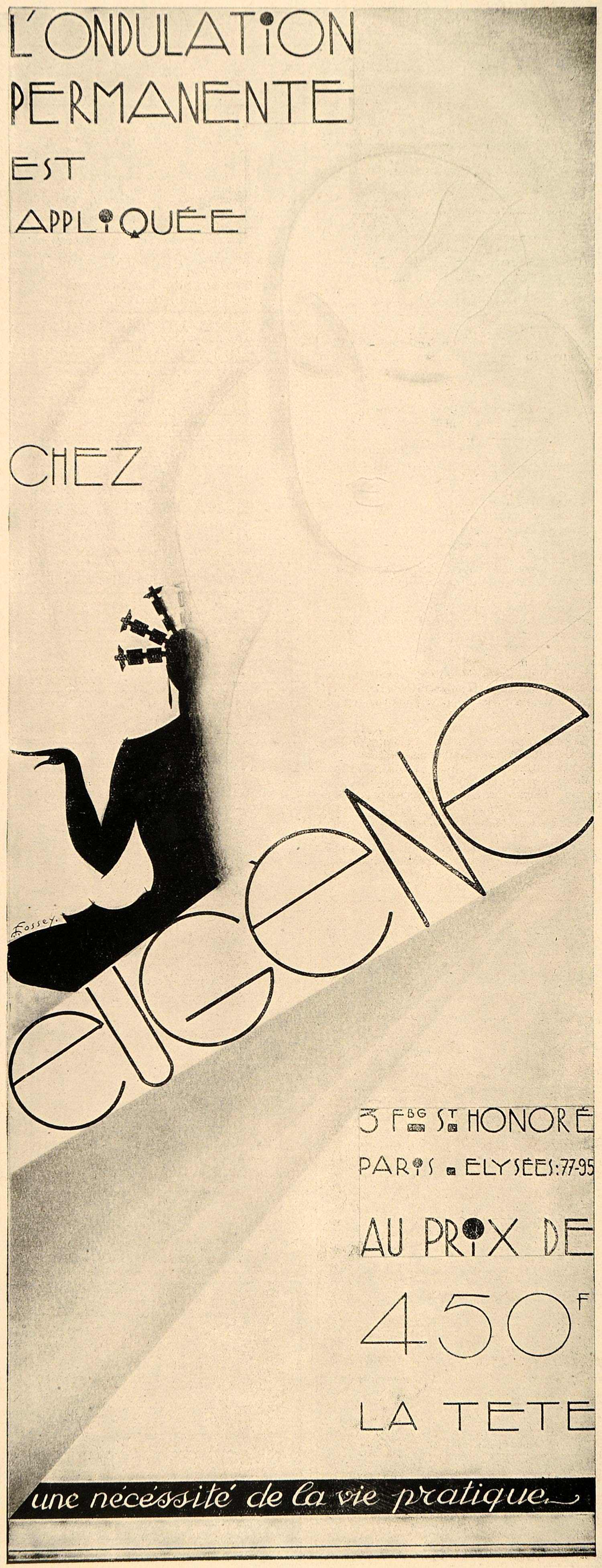 1928 Ad French Perm Hair Wave Curl Chez Eugene Salon - ORIGINAL ADVERTISING ILL3