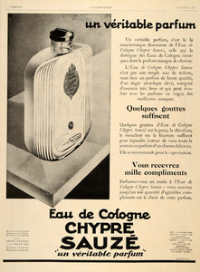 1928 Ad French Parfum Eau Cologne Chypre Sauze Perfume - ORIGINAL ILL3