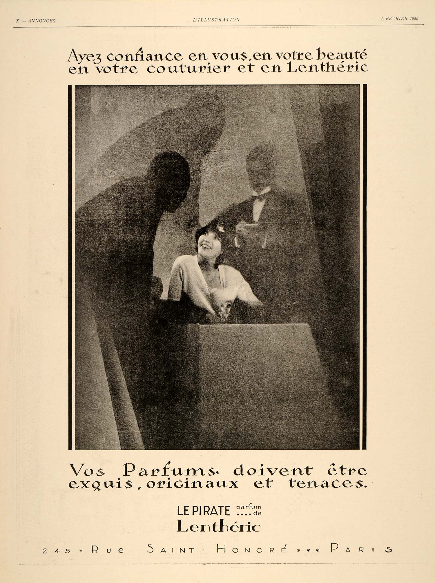 1929 Ad French Pirate Parfum Lentheric Paris Perfume - ORIGINAL ADVERTISING ILL3
