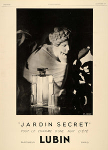 1929 Ad French Secret Garden Perfume Lubin Paris Jardin - ORIGINAL ILL3