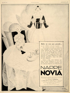 1929 Ad French Fabrikoid Table Cloth Spill Nappe Novia - ORIGINAL ILL3