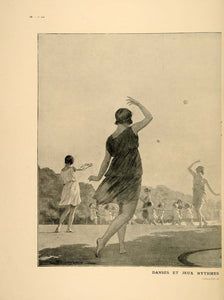 1920 Print Dancers Games Dance French Park J. Simont - ORIGINAL HISTORIC ILL3
