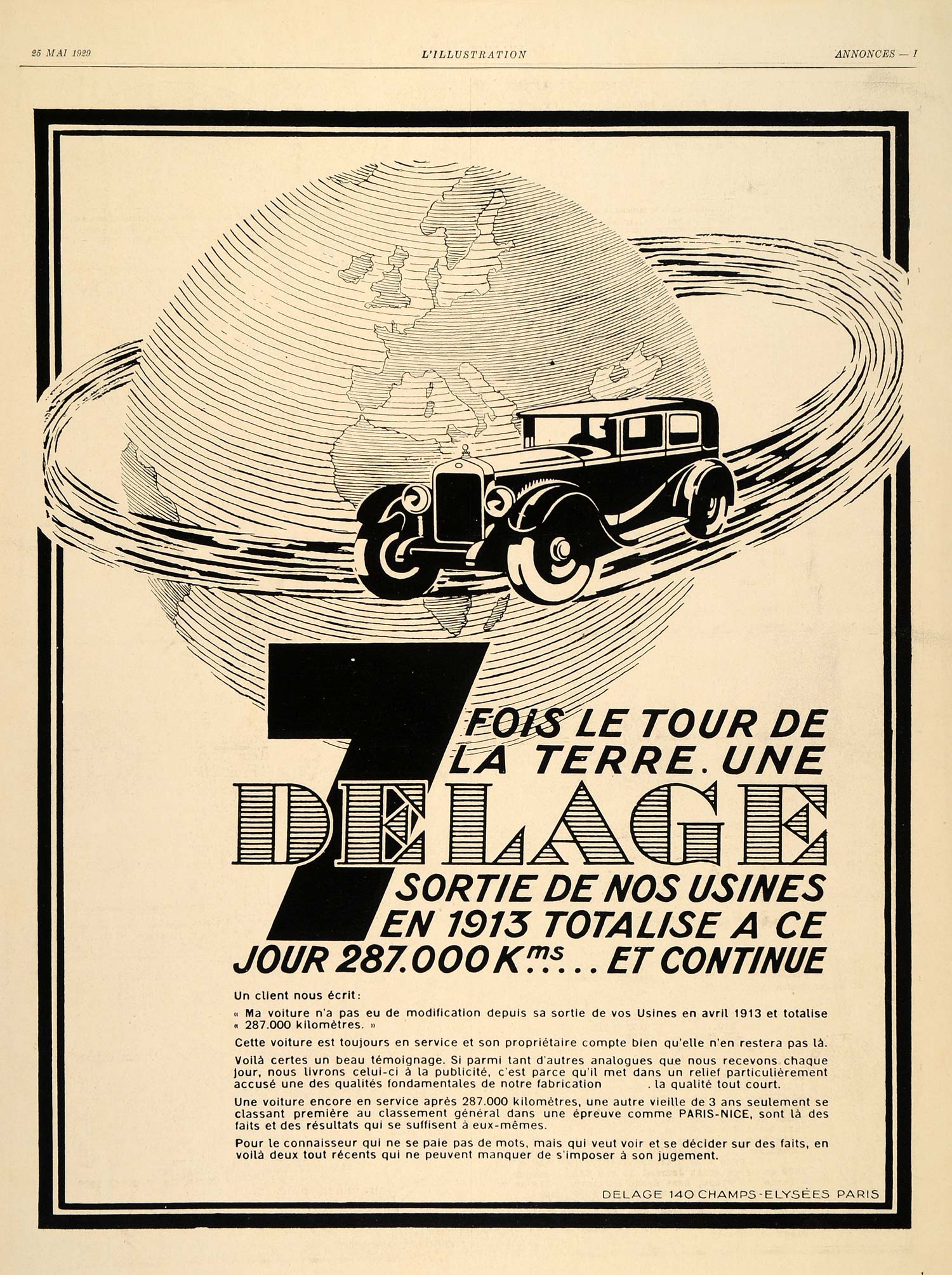 1929 Ad French Delage Luxury Car Racing Automobile Tour - ORIGINAL ILL3