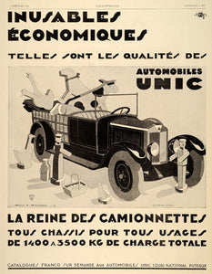 1929 Ad Car French Unic Automobiles Toys Mercier Fiat - ORIGINAL ILL3 - Period Paper
