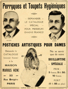 1916 Ad French Hairpieces Toupets Wigs Men Women Heng - ORIGINAL ILL3