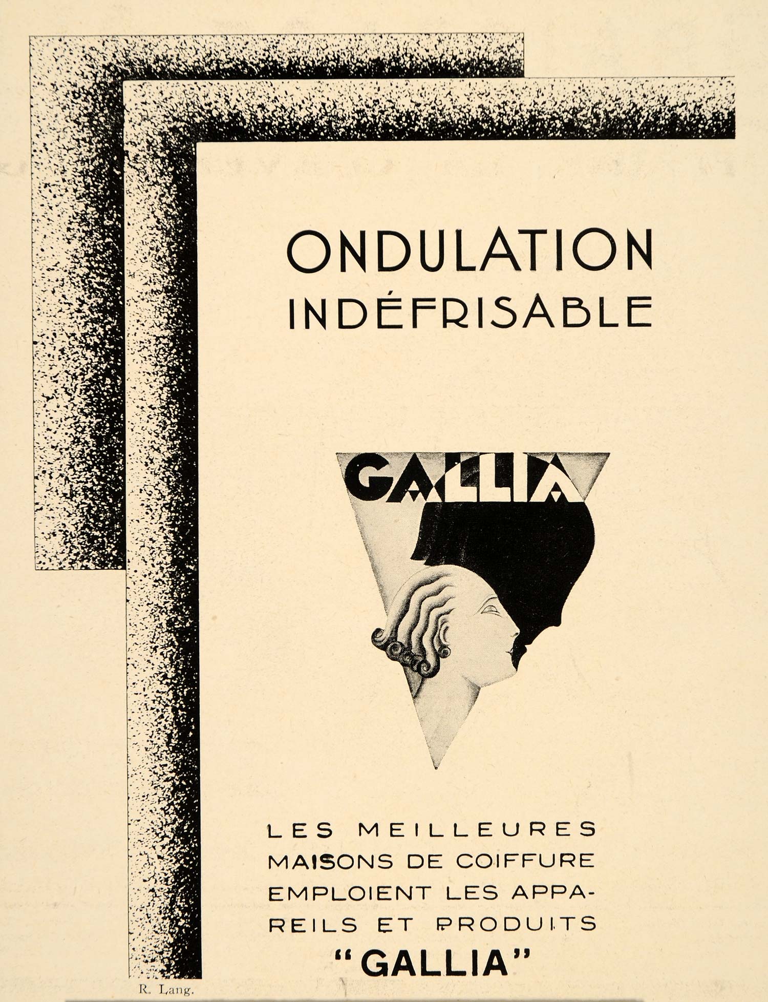 1928 Ad French Gallia Permanent Wave Hair Art Deco NICE - ORIGINAL ILL3