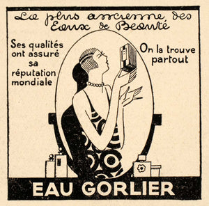 1929 Ad French Eau Gorlier Beauty Art Deco Vanity NICE - ORIGINAL ILL3