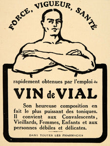 1920 Ad French Tonic Vin Vial Strong Energy Health Deco - ORIGINAL ILL3