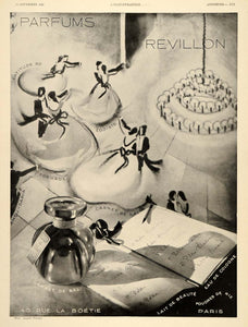 1939 French Ad Revillon Perfumes Dance Card Dancers - ORIGINAL ADVERTISING ILL4