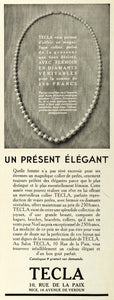 1932 Ad Tecla Fashion Jewelry Pearl Necklace Accessory Paris France Gifts ILL5